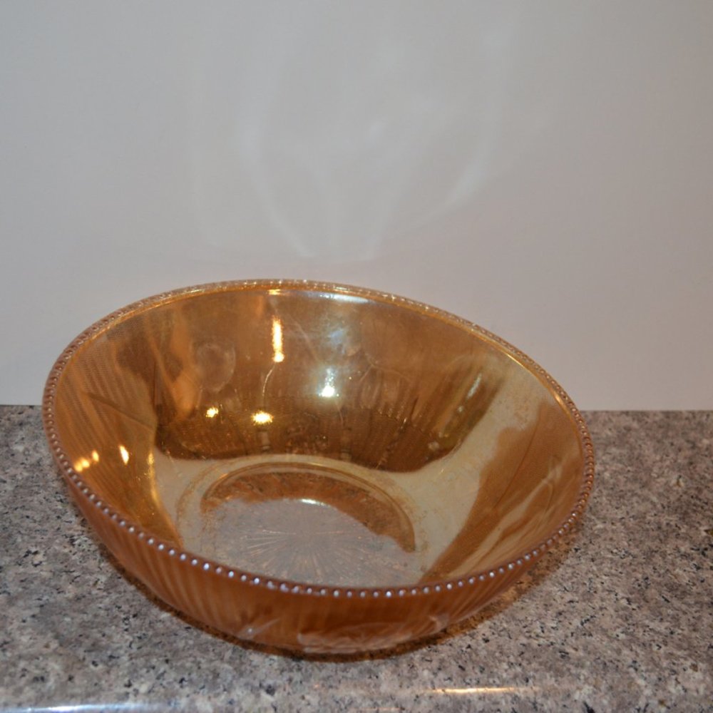 Glass Bowl Metallic Bronze Color Textured Pattern